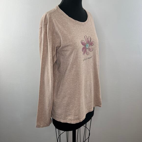 LIFE IS GOOD Beige XL Top Floral Crew Neck Long Sleeve Pullover Regular Fit - Picture 3 of 11